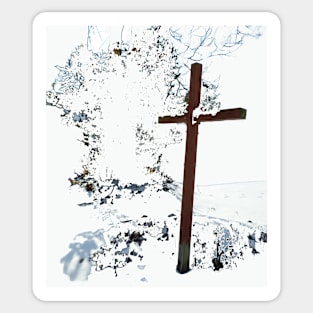 Cross in the Snow Sticker